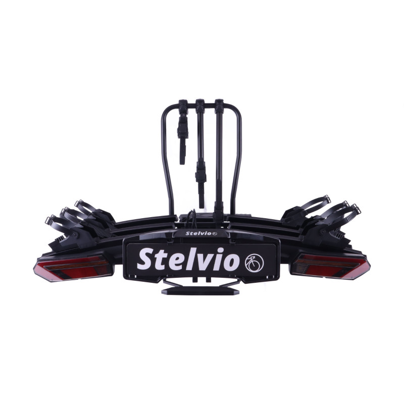 Taurus STELVIO 3 BLACK - bagażnik na hak 3 rowery składany, Swiatła LED